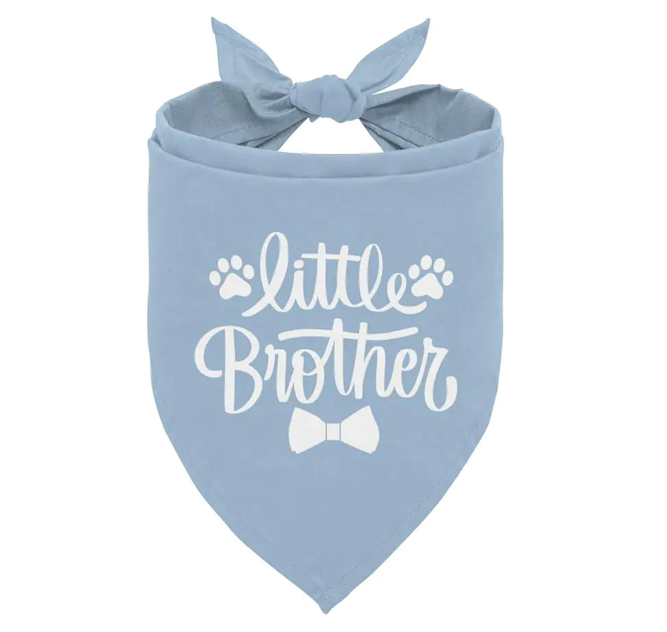 Little Brother Dog Bandana Pet Dog Gender Revealing Triangle Scarf Dog Bandana for Small Medium Large Dog Light Blue Dog Bandana Gift for Dog Lover Funny Cute Dog Bandana (A63)